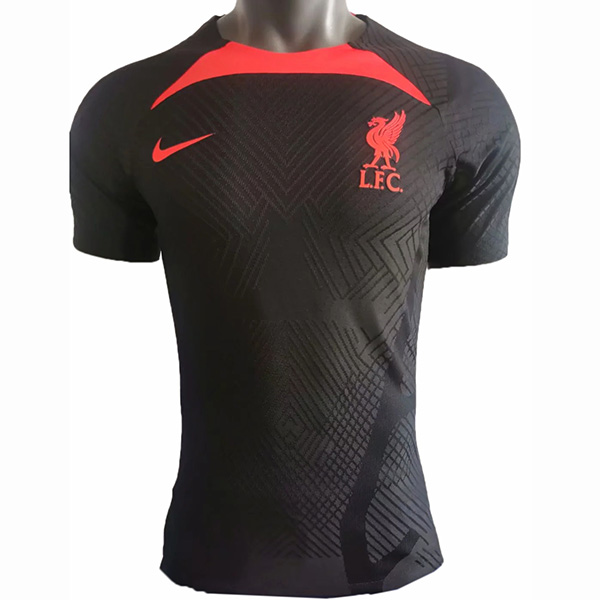 Liverpool maglia da calcio da allenamento pre-partita del versione da giocatore maglia da calcio nera da uomo abbigliamento sportivo 2022-2023